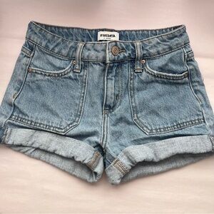 RSQ Porkchops Light Blue denim Jean Shorts kids girls size 8